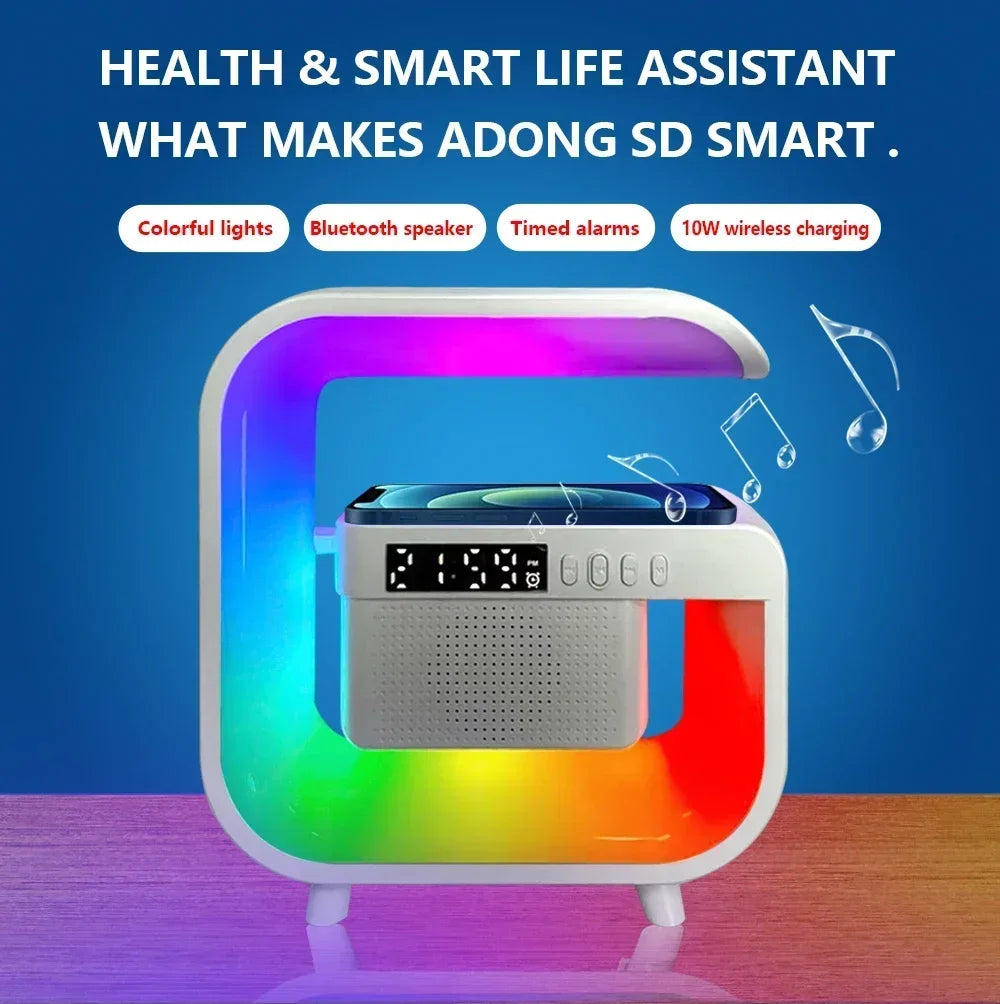 Bluetooth Wireless FM TF Speaker Phone Wireless Charger RGB Light for iPhone Samsung Xiaomi Fast Charging Home Portable Speakers