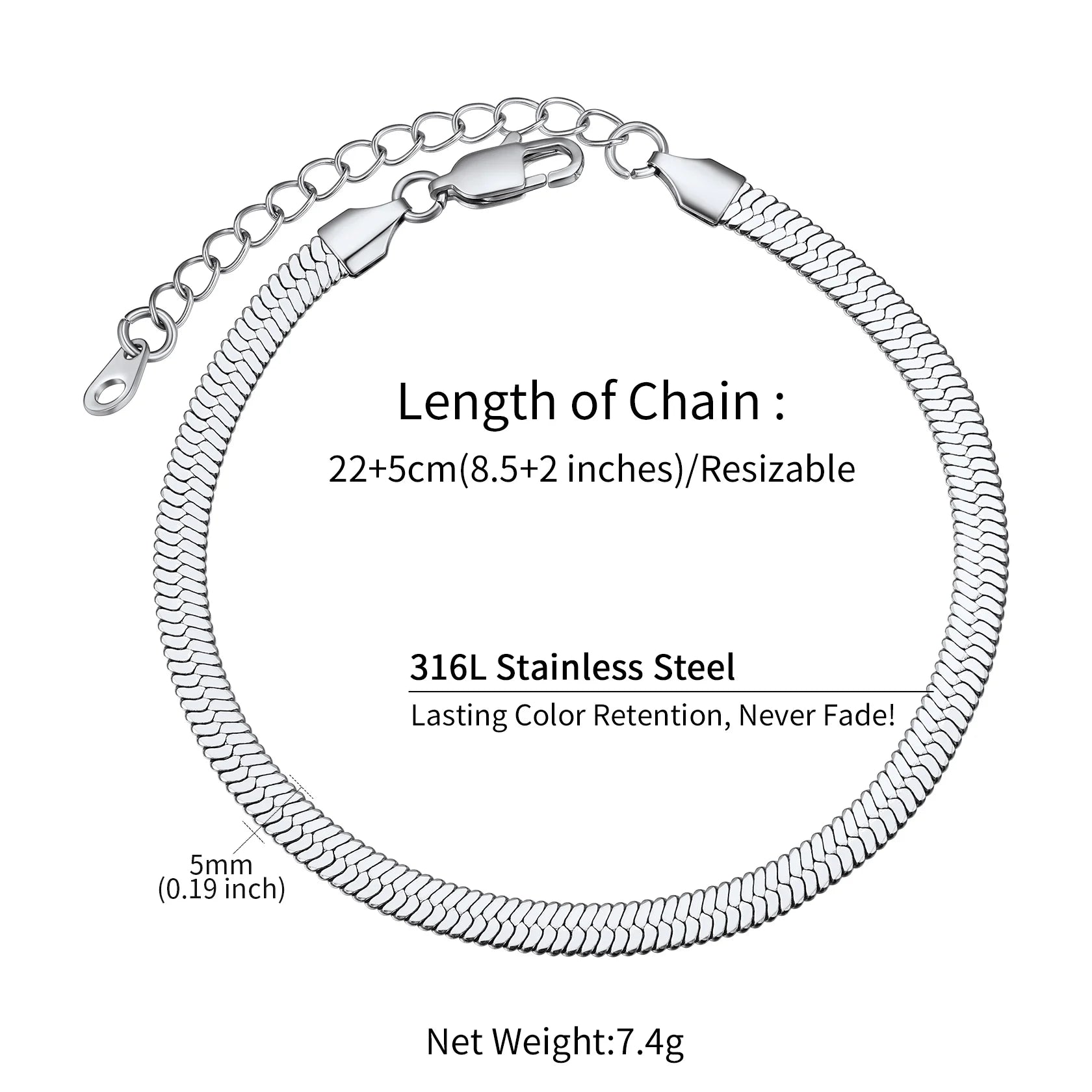 Stainless Steel Multi-Style Anchor and Curb Chain Anklet