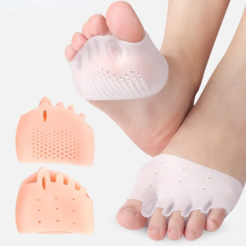 2pcs Silicone Toe Separator Hallux Valgus Corrector Bunion Orthotics Protector Pain Relief Forefoot Pad Socks Foot Care Pedicure
