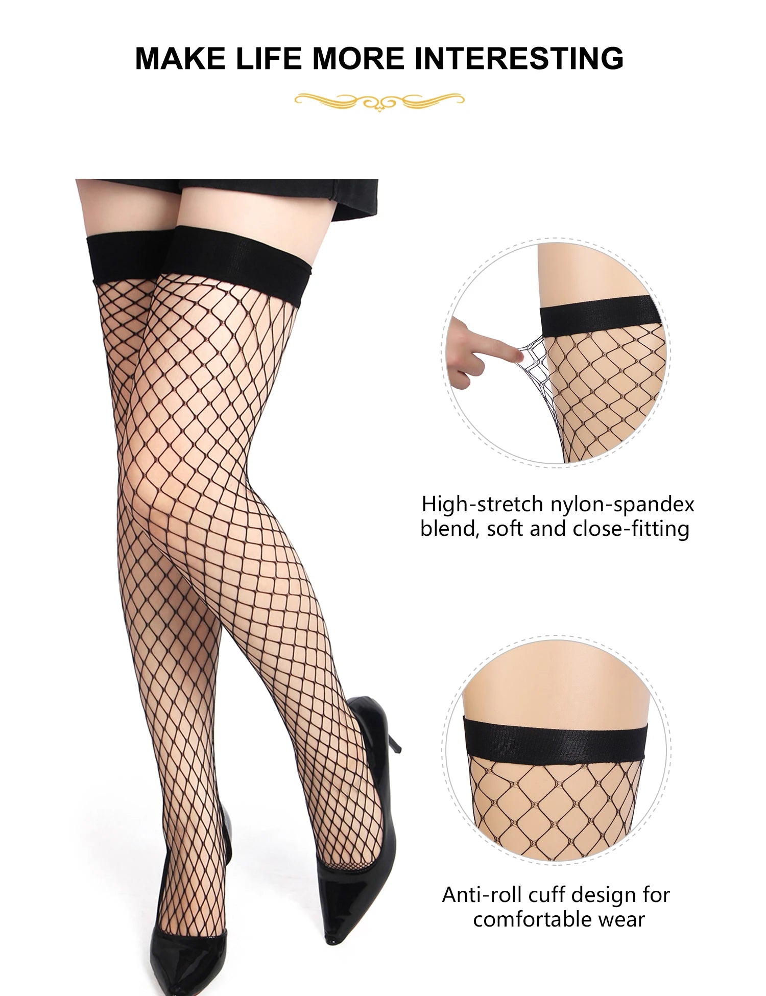 Sexy Elastic Thigh High Fishnet Stockings