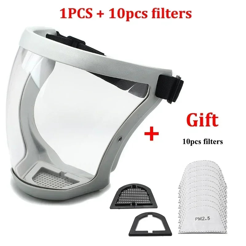 Protective Full Face Shield Mask Transparent Head Eyes Safety Cover Glasses Screen Visors Dustproof Wind Proof Anti-Fog Goggles