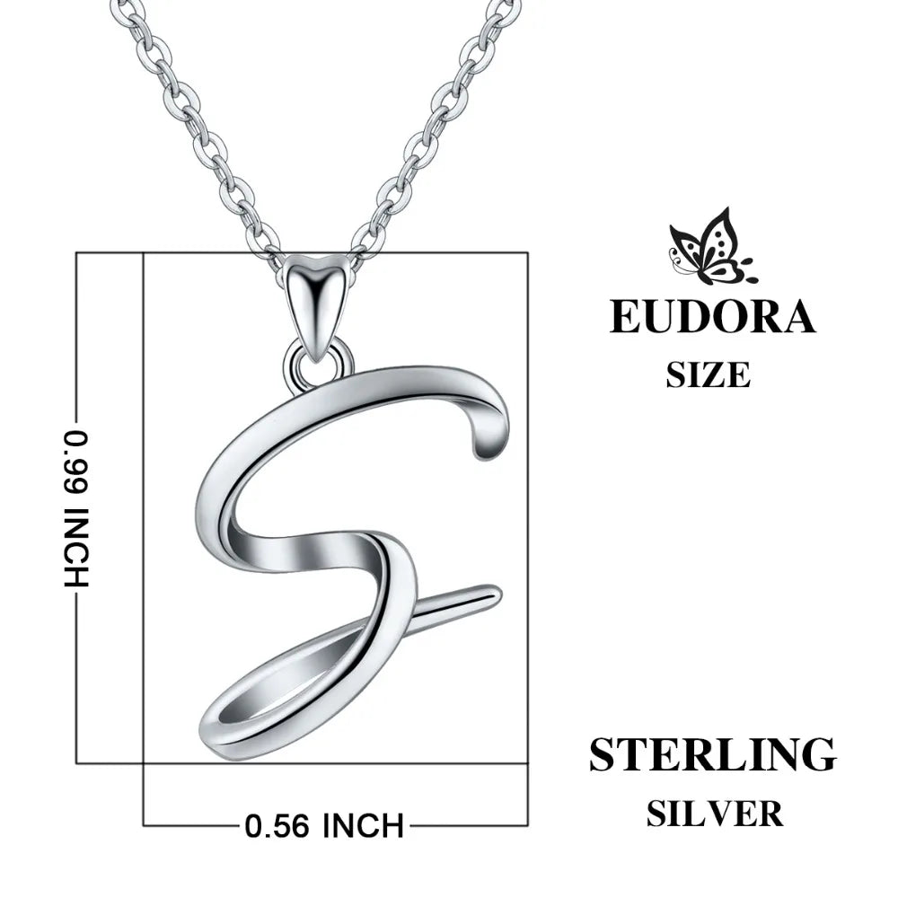 925 Sterling Silver Initial Letter Pendant Necklace