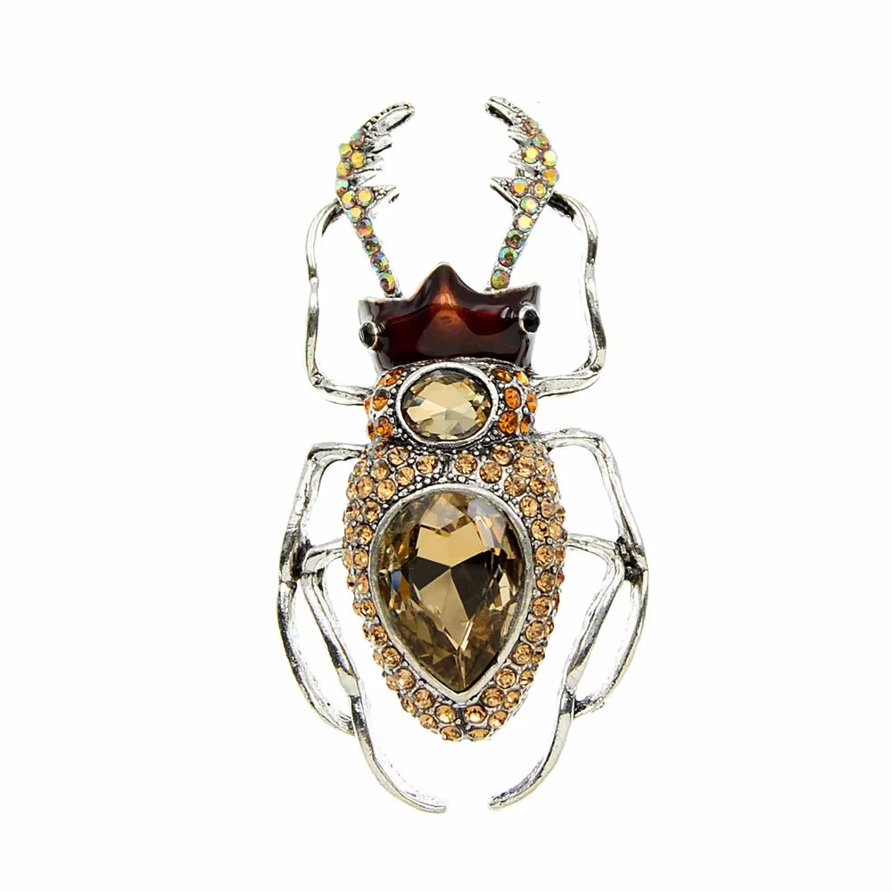 Exquisite Full Crystal Beetle Brooch Elegant Lady Insect Pin