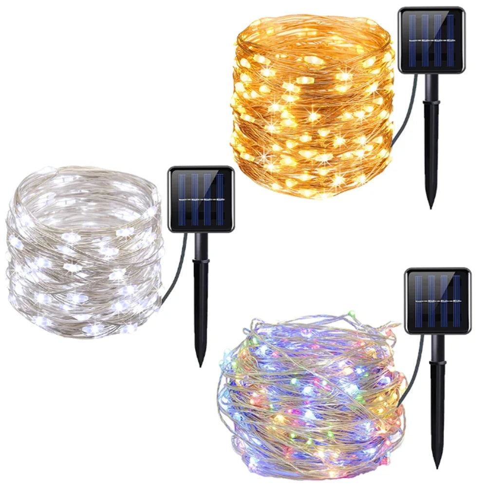 Solar LED Outdoor Fairy Lights Waterproof Garden String Garlands
