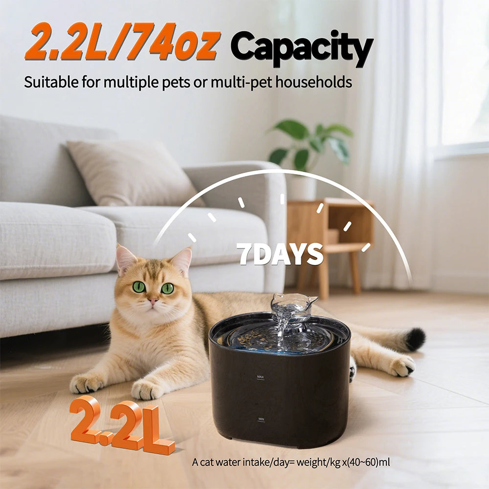 Bebedouro Automático para Gatos com Filtro, Dispensador de Água para Cães e Gatos, Bomba Elétrica USB Silenciosa, Orelha de Gato, Bebedouro para Animais de Estimação