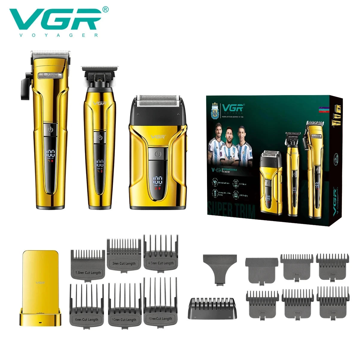 VGR 694 Professional 3-in-1 Clipper Set with Magnetic Dock