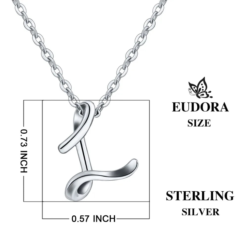 925 Sterling Silver Initial Letter Pendant Necklace