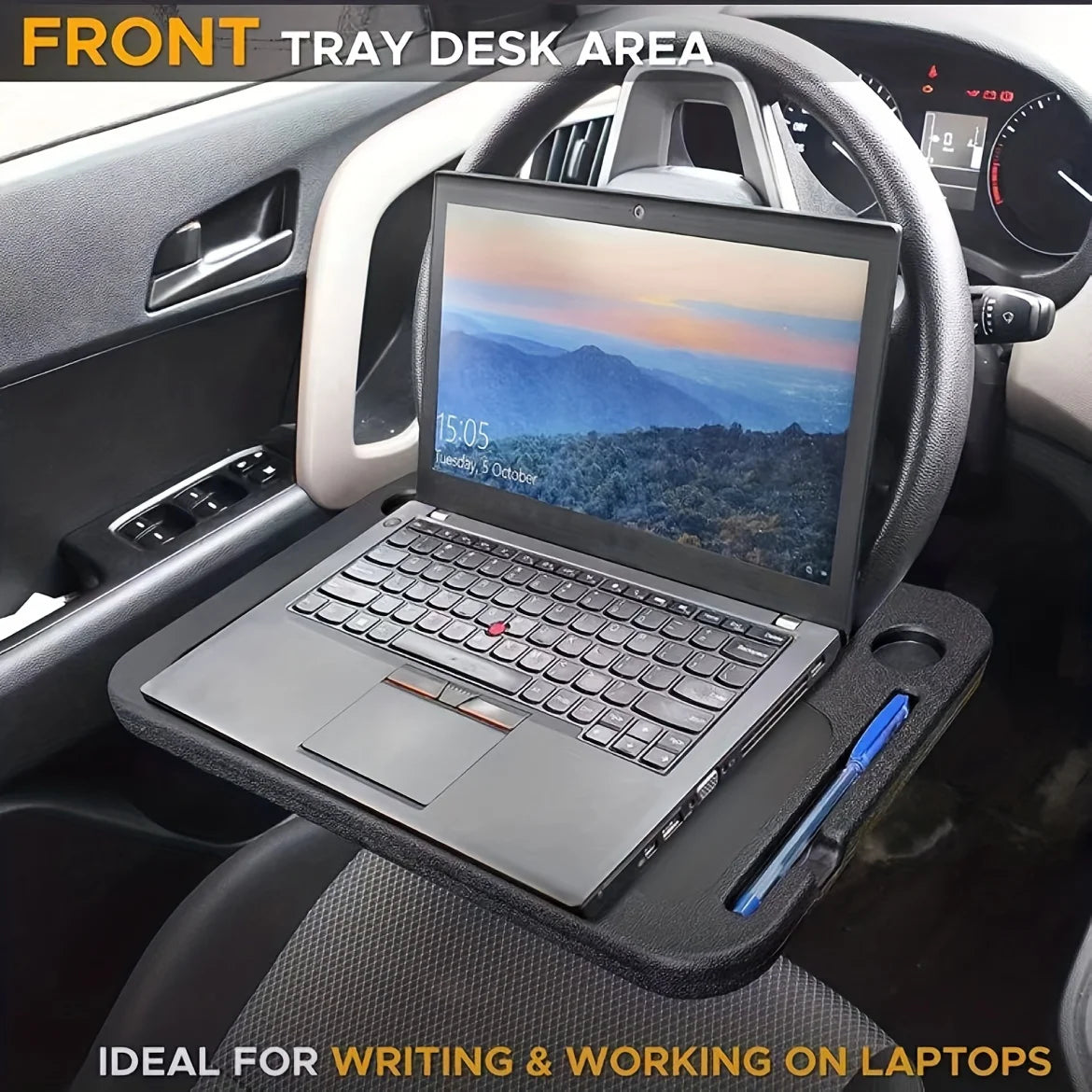 Advanced Versatile Car Steering Wheel Tray - Versatile Portable Table for Eating, Working, and Storage, Suitable for Most Cars