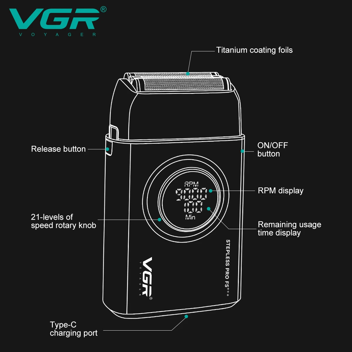 VGR 378 Men's Cordless Triple Floating Blade Electric Shaver
