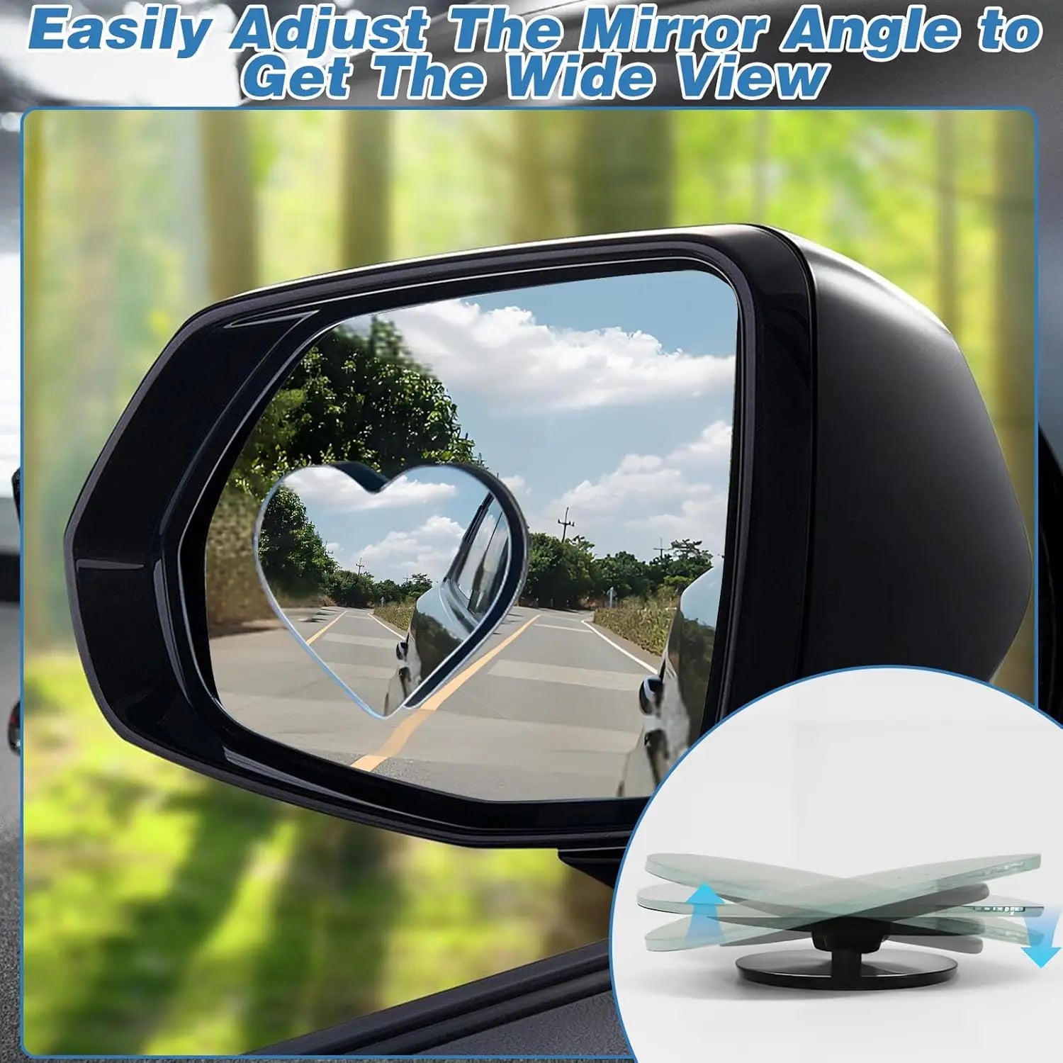 2Pcs Car Blind Spot Mirror, 360 Degree Adjustable HD Glass Convex Mirror, Angle Rear View Mirror for Car SUV Reverse Parking