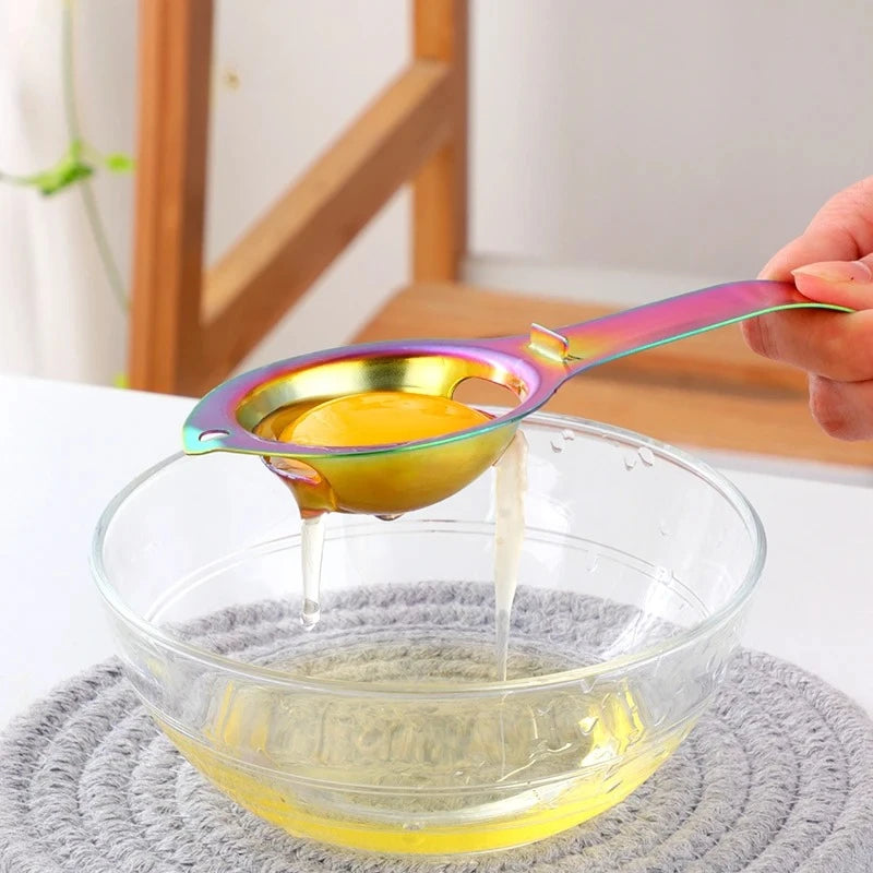 1 Separador de Ovos em Aço Inoxidável Separador de Gema e Clara com Cabo Filtro de Ovos Divisor de Ovos Ferramentas de Cozinha para Cozinhar e Assar Utensílios de Cozinha
