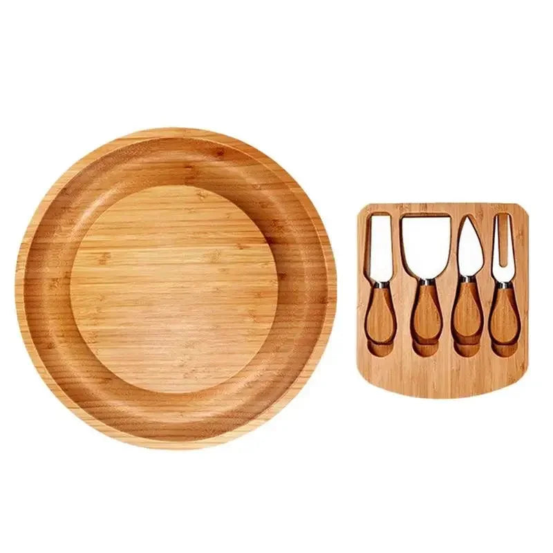 Bamboo Charcuterie Board Set with Integrated Knife Drawer