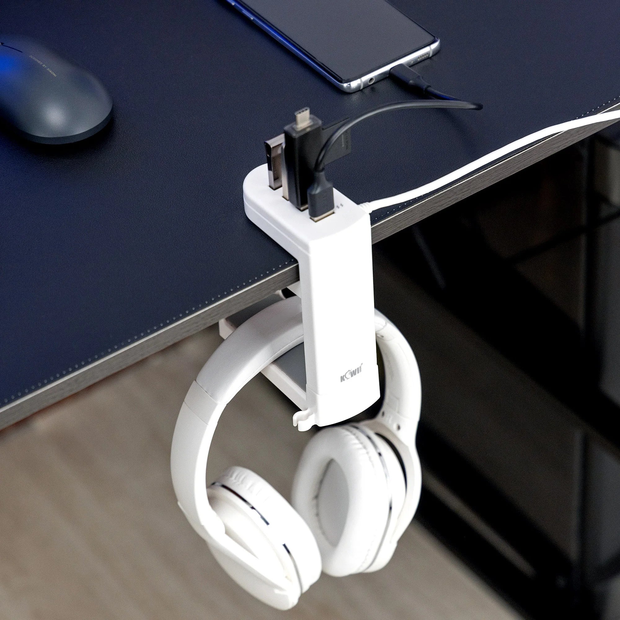 Headphone Bracket Swivel Mounted PC Gaming Headset Stand Holder Under Desk Hanger Hook Earphones Display Stand With USB Ports