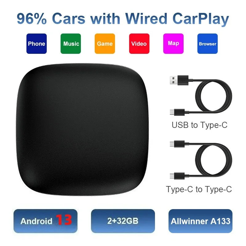 Android13 CarPlay Android Auto A133 Ai Box Wireless Box for Netflix YouTube Wireless Carplay Car Smart Systems for Wired Carplay