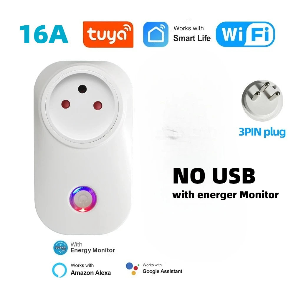 Tomada inteligente WIFI Israel 16A com Bluetooth USB - Tomada ISR IL - Temporizador de Voz Remoto - Tuya/Alexa/IFTTT/Automação Residencial Smart Life