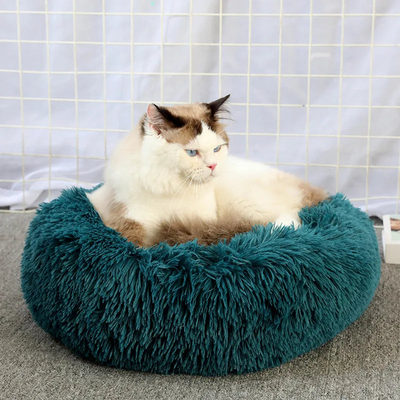 Cama Para Animais De Estimação Super Macia Para Gatos Pelúcia Tamanho Normal Lavável Cama Calmante Cama Donut Artefacto De Dormir Confortável Adequado Para O Inverno