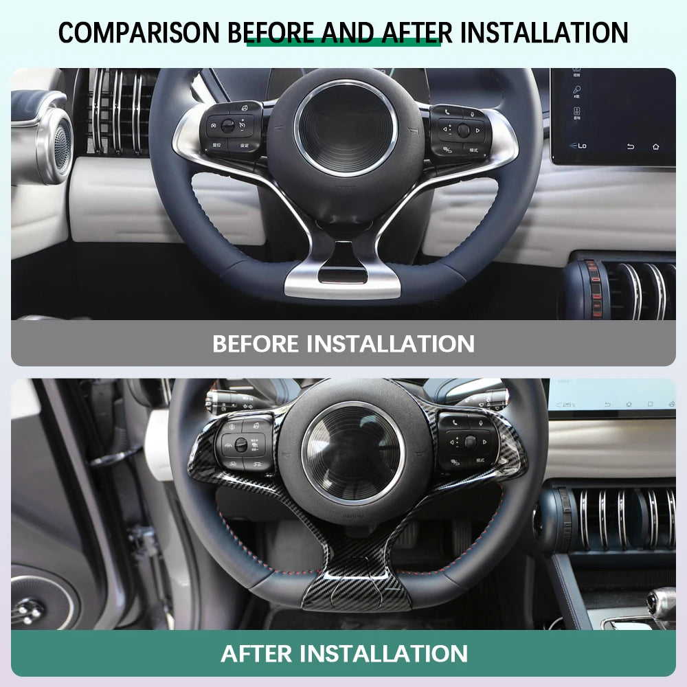 Adesivo de Capa Interior do Volante em Fibra de Carbono para BYD Atto3 Atto 3 2022 2023 Acessórios Yuan Plus Dolphin
