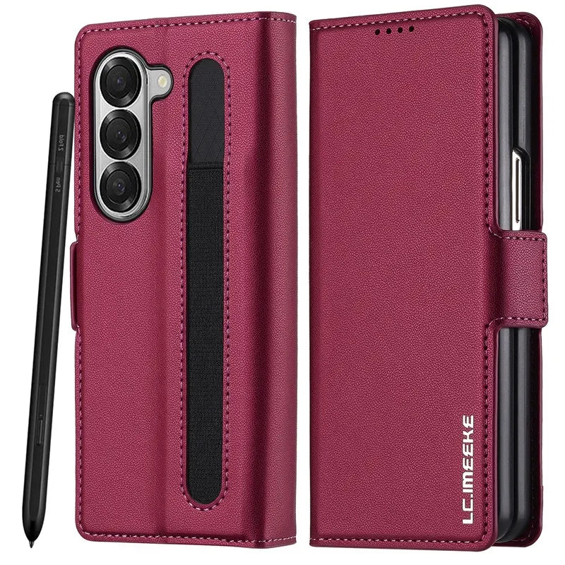 Magnetic Flip Leather Phone Case for Samsung Galaxy Z Fold 7 6 5 4 3 5G Fold6 Fold5 Fold4 Wallet Card Cover Etui Coque