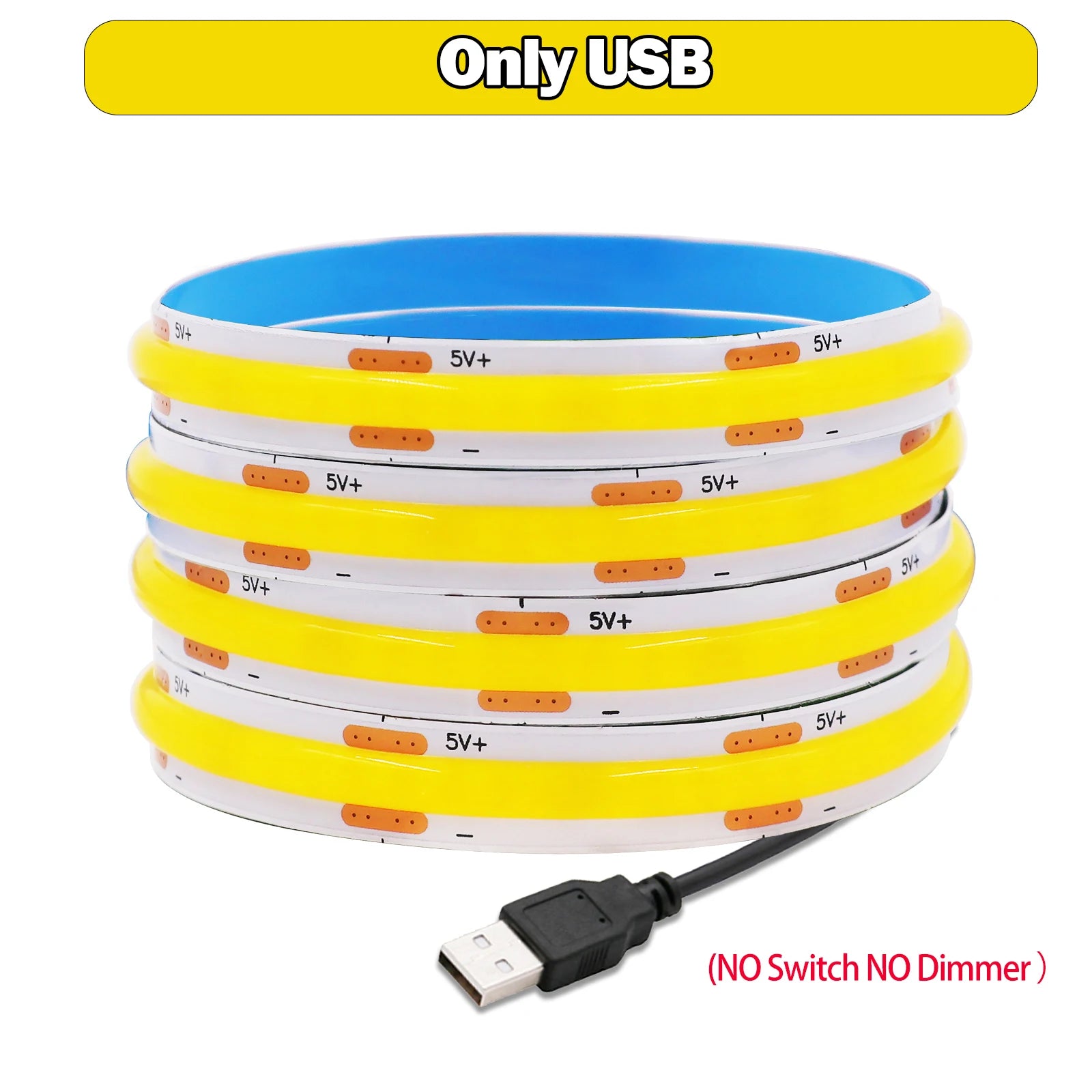 New 5V LED COB Light Strip Dimmable With Touch Sensor/ON OFF Switch USB Flexible LED Tape Christmas TV Backlight Adhesive Tape