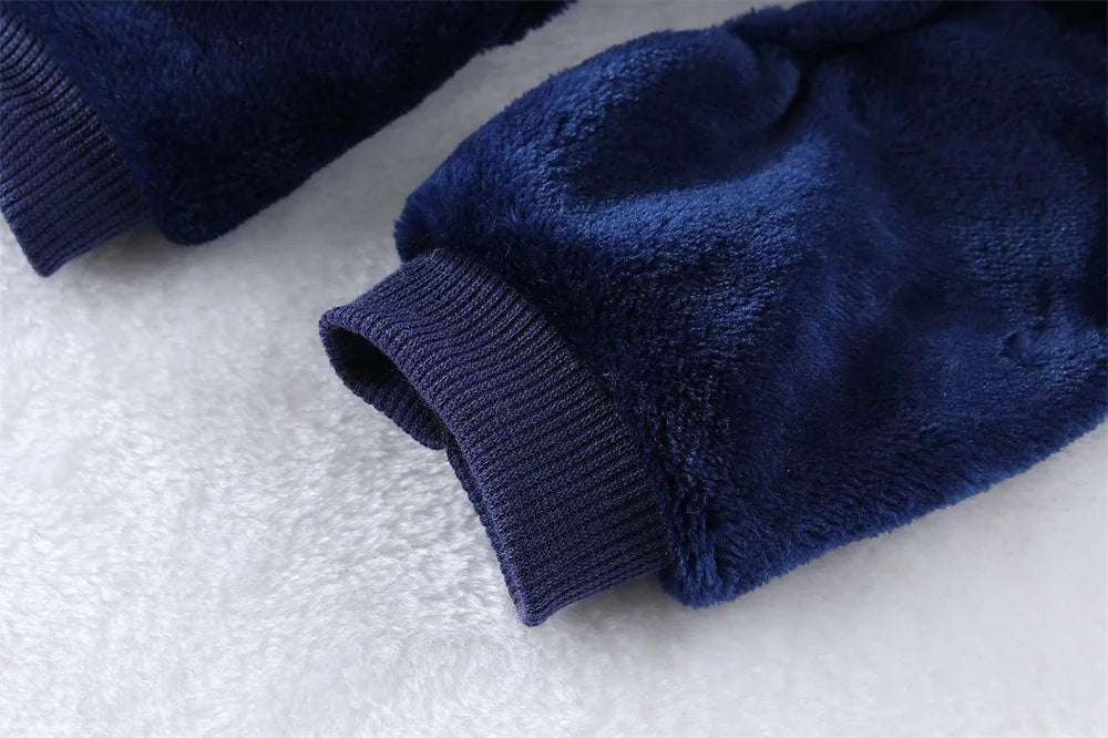 Warm Winter Fleece Dog Jumpsuit Coat with Leash Ring