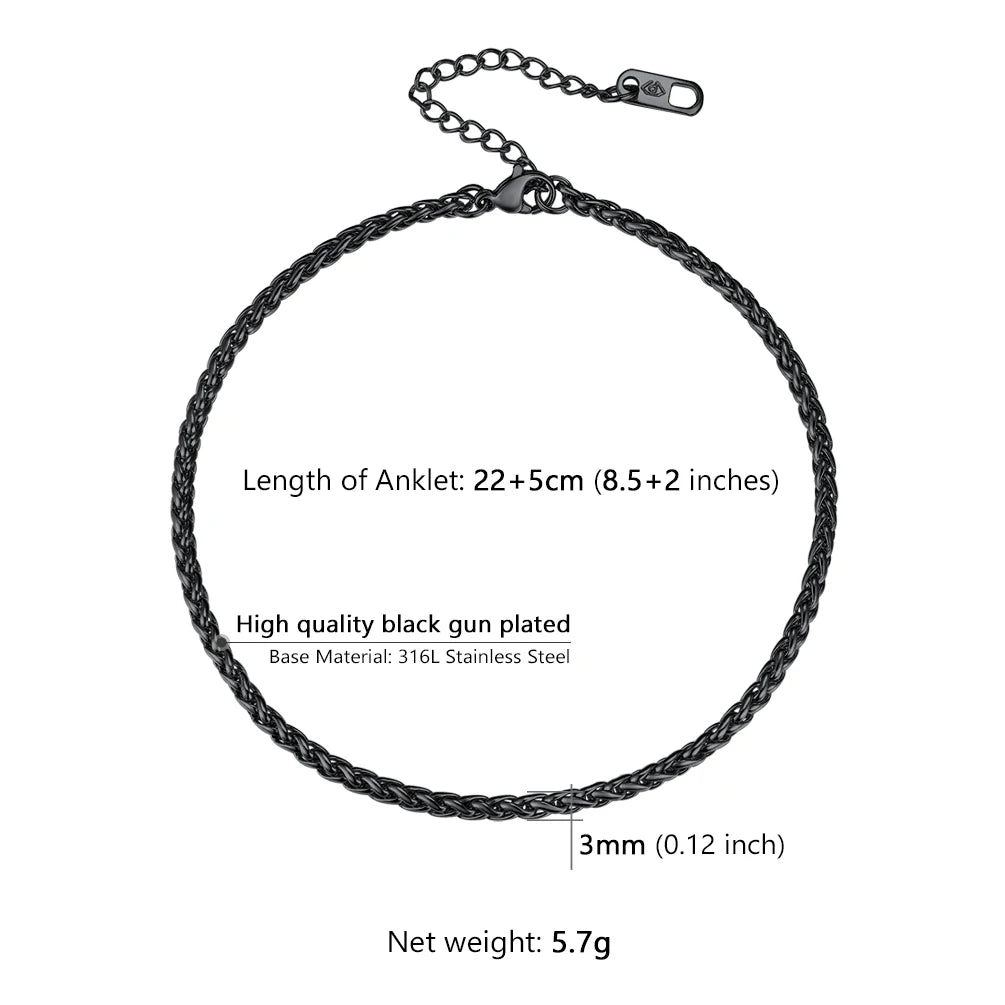 Stainless Steel Multi-Style Anchor and Curb Chain Anklet