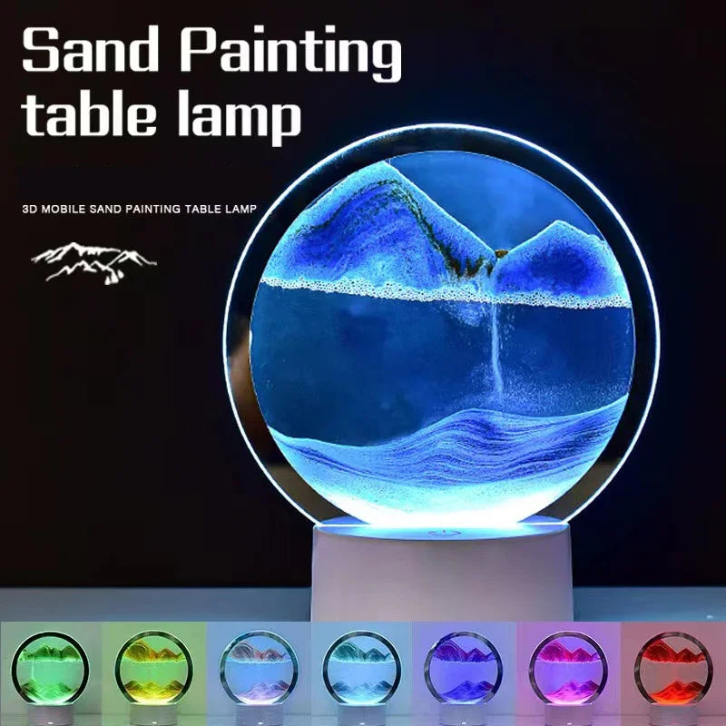 AuraSphere RGB – 3D Moving Sand Art Lamp with 16-Color LED