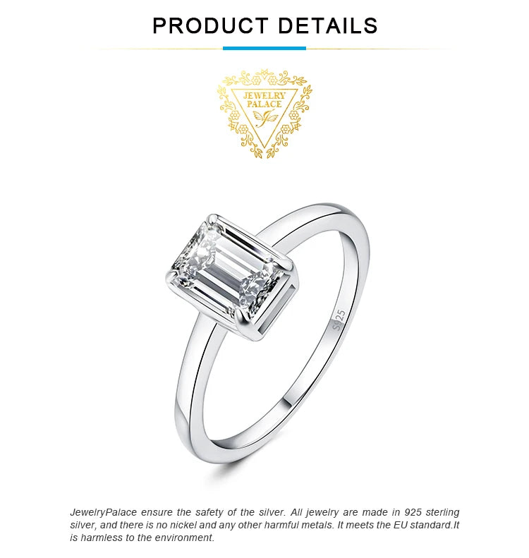 Emerald Cut Moissanite Solitaire Engagement Ring