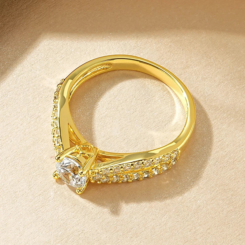 14k Gold-Style Plated Infinity Love Round Cut CZ Ring