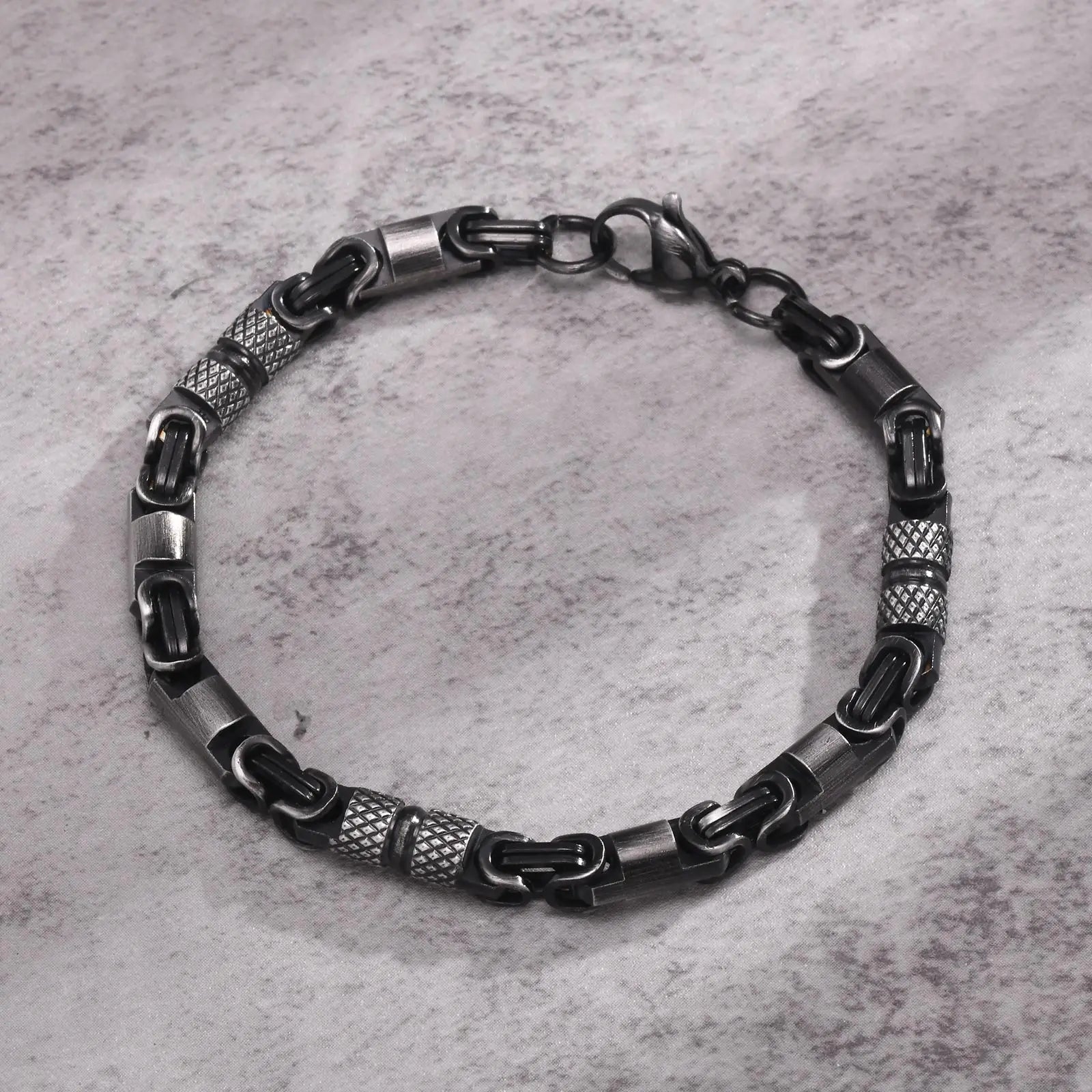 Pulseiras Bizantinas Punk para Homens e Rapazes, Pulseira de Elos de Aço Inoxidável Feita à Mão, Presentes de Joalharia Casuais Elegantes