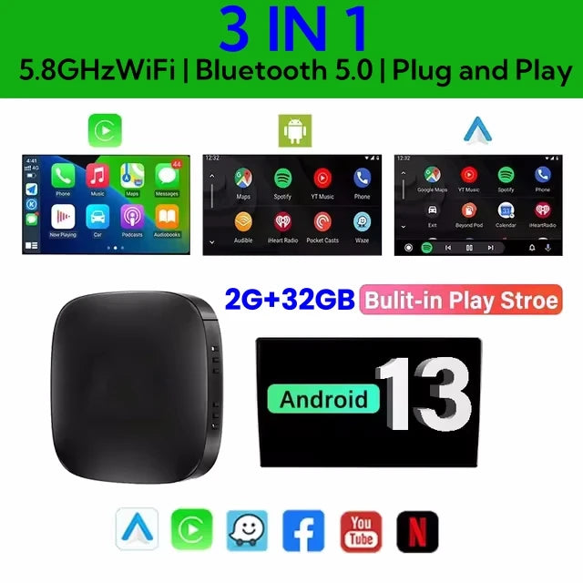 Android 13 Wireless Carplay Adapter Android Auto For Netflix Youtube For Renault Arkana Captur Clio MEGANE AUSTRAL ZOE E-Tech