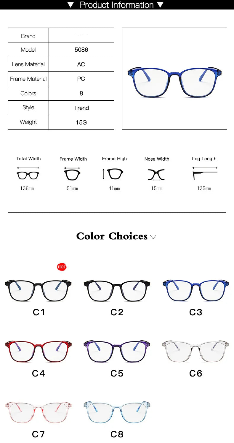 Clearance_Transparent square Computer Glasses pc Frame Women Men Anti Blue Light round Eyewear Blocking Glasses Optical Spectacl