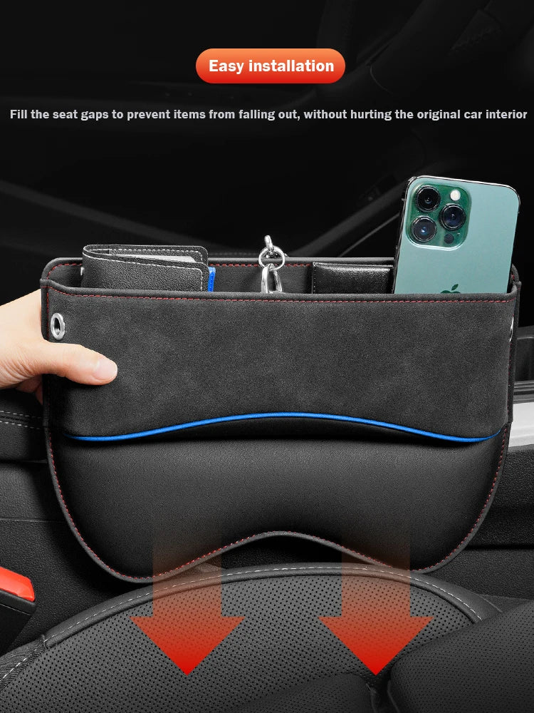 Suede Car Seat Side Storage Pocket For Car Seat Gap Filler Organizer Box Leather Car Crevice Stowing Tidy Interior Parts