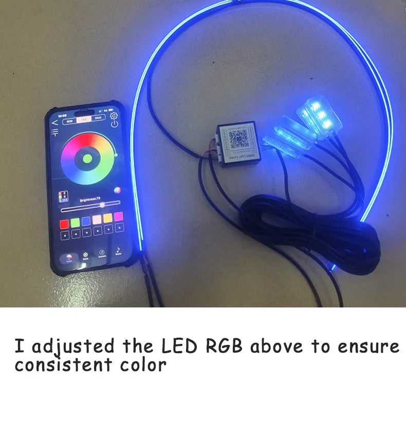 10/14/18 in 1 Led Car Ambient Lights 213 64 Color RGB Symphony Streamer Bluetooth Rainbow Acrylic Strips Atmosphere Lamp Kit 12V