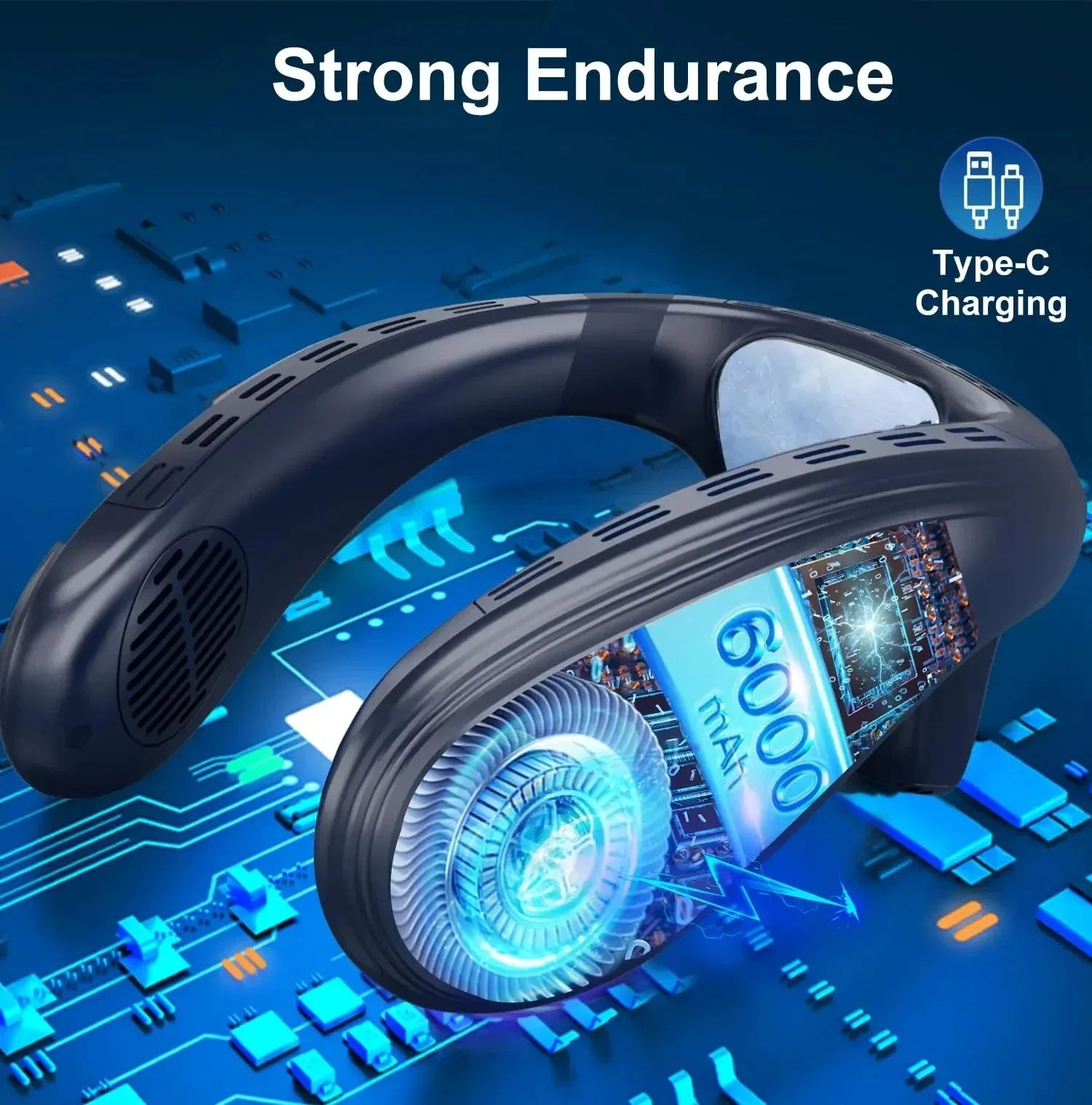 Portable Semiconductor Cooling Neck Fan with 5200mAh Battery