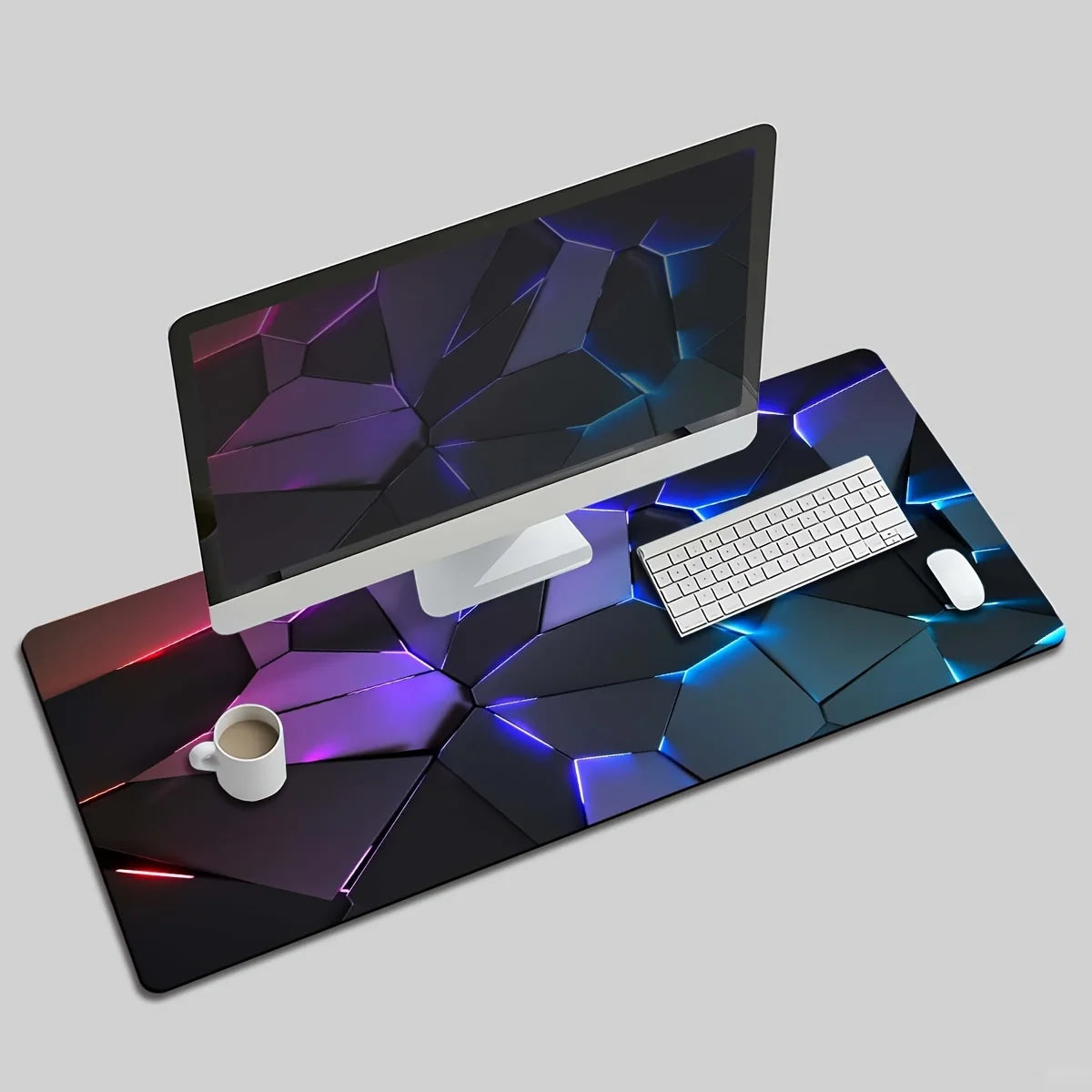 Tapete de rato RGB Geométrico Grande 400X900 Tapete de rato para jogos PC Teclado de computador XL Tapete de secretária Acessórios de interior de escritório