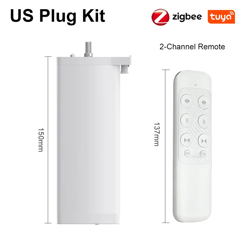 Tuya 155MM 4rd Smart Zigbee/WiFi Electric Shutter Curtain Motor Silent Motor with Remote APPVoice Control With Alexa Google Home