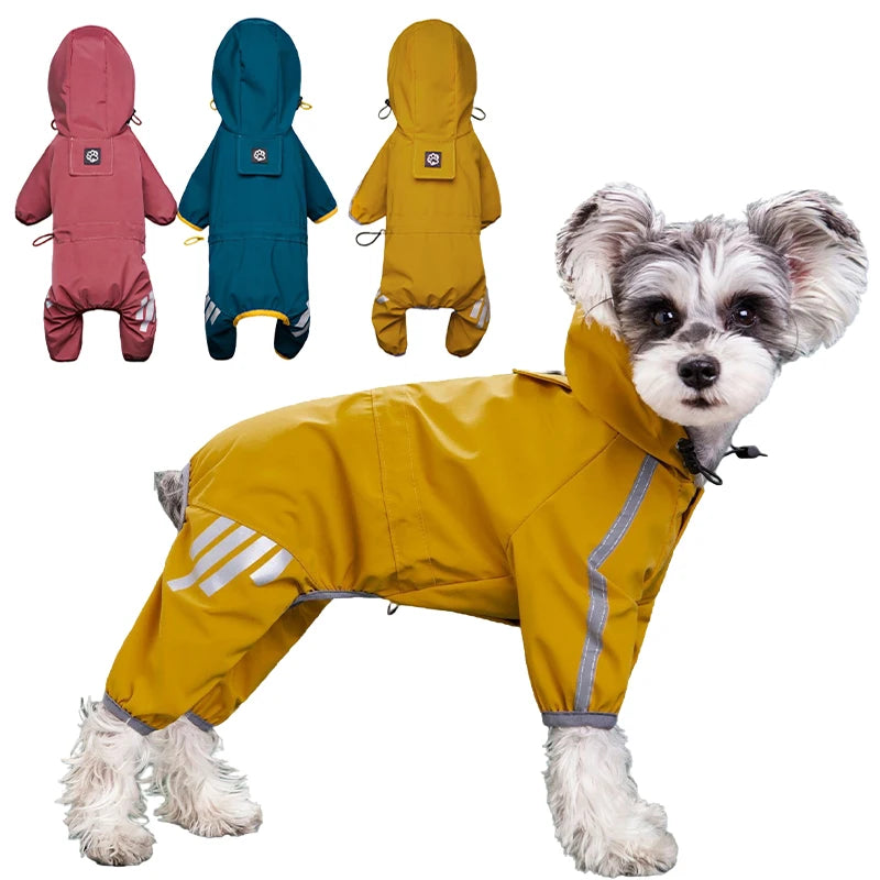 Reflective Waterproof Dog Raincoat Jumpsuit for Small Medium Pets