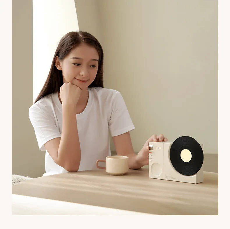 Mini Retro Bluetooth 5.3 Speaker with AUX Playback Wireless Hifi Retro Film Sound Music Box with Clock Display Support TF Card