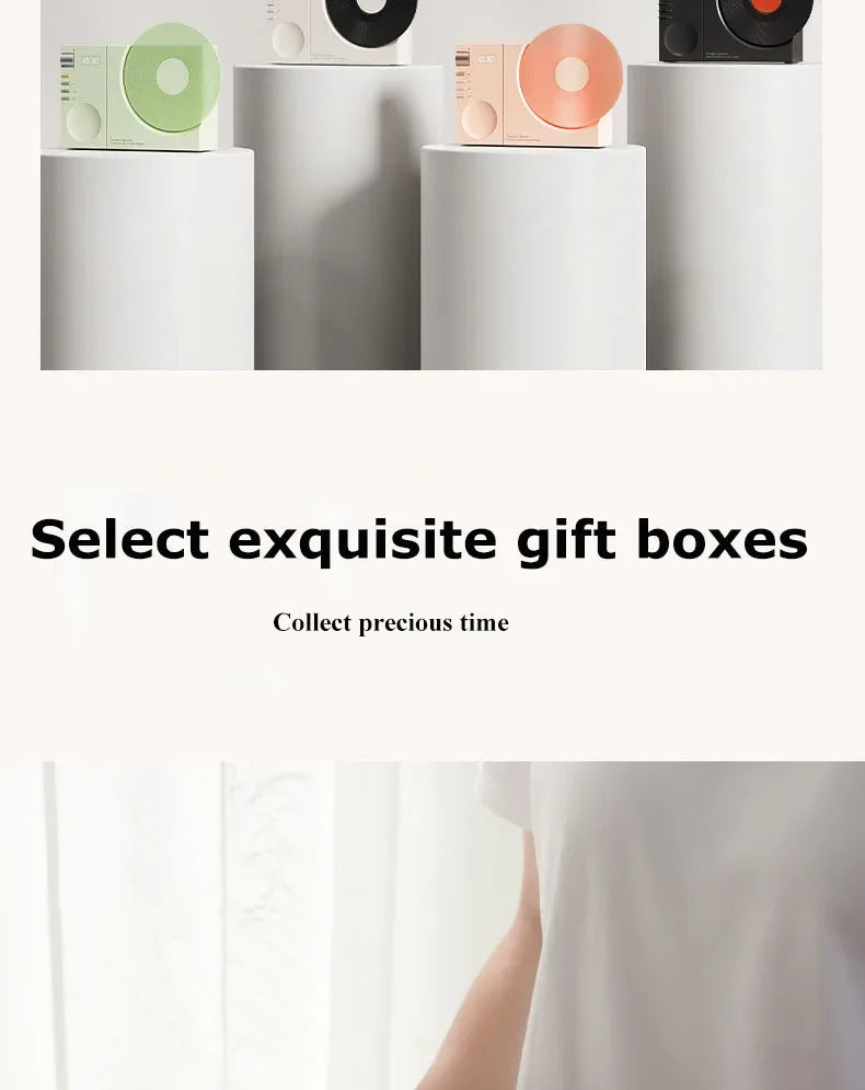 Mini Retro Bluetooth 5.3 Speaker with AUX Playback Wireless Hifi Retro Film Sound Music Box with Clock Display Support TF Card