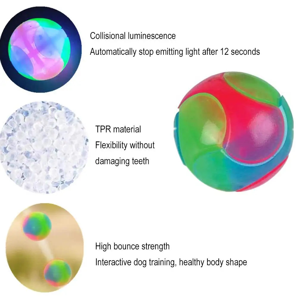 LED Glowing Elastic TPR Interactive Pet Toy Ball