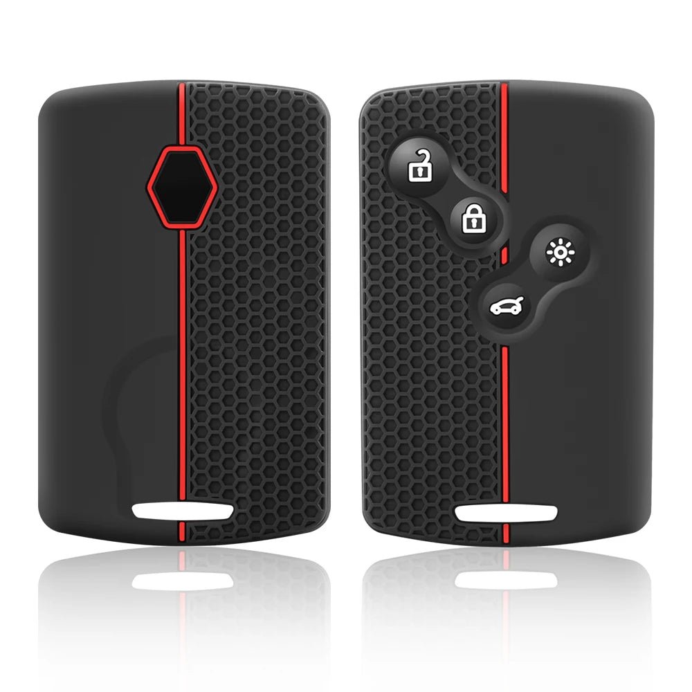 Silicone Key Case for Renault Megan 3 Laguna Fluence NEMA Clio 4 Captur Zoe Card 4 Button Key Cover Remote Protection Keychain