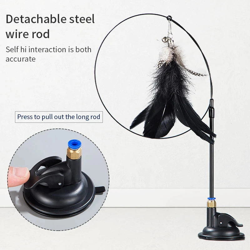 Professional Suction Cup Simulation Bird Feather Cat Teaser Wand