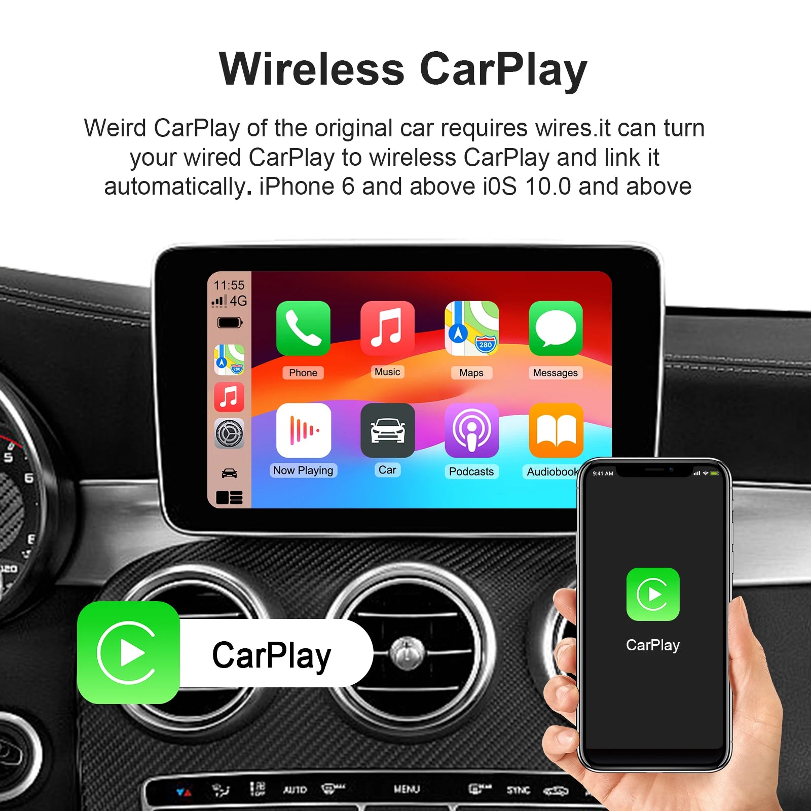 3 in1 Android 13 Ai Box CarPlay Android Box Quad Core, Wireless CarPlay to Android System, Plug and Play Support 4G SIM Card