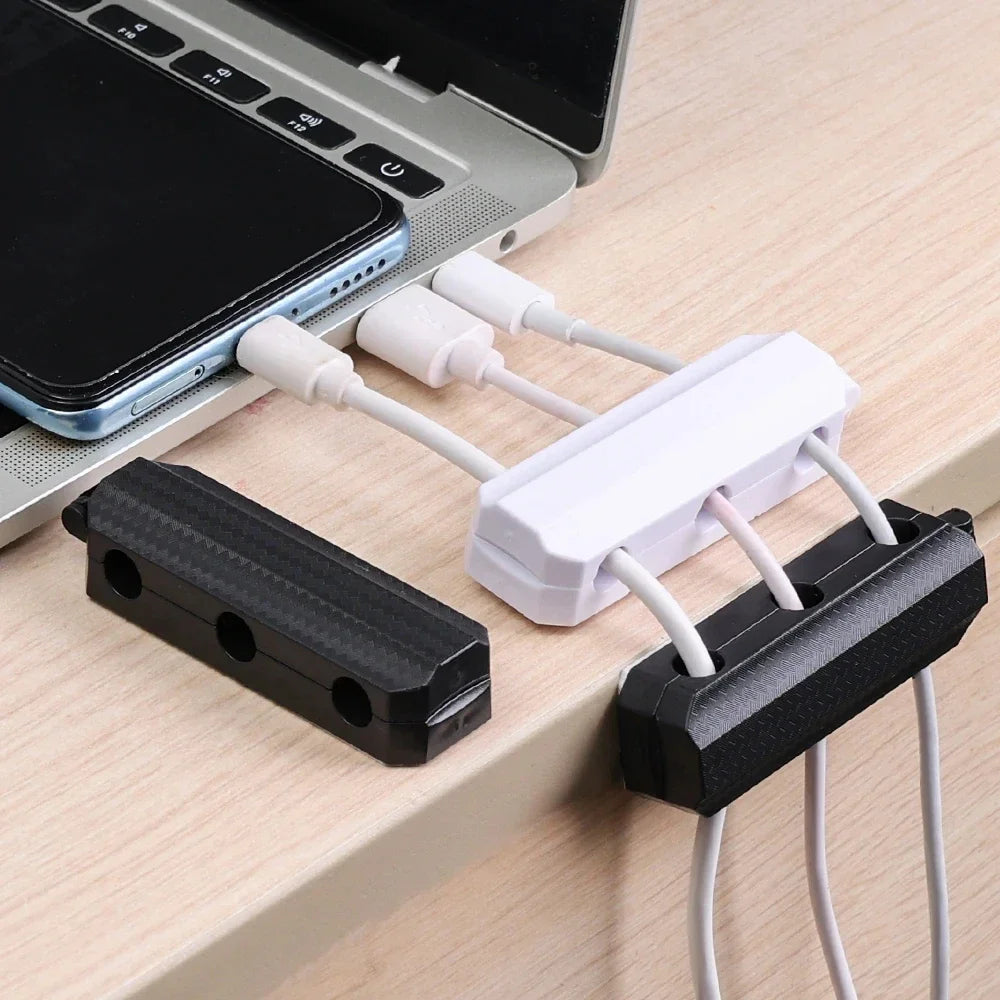 2 PCS Magnetic Cable Clips Cables Smooth Adjustable Cord Holder Under Desk Cable Management Wire Keeper Data Line Organizer