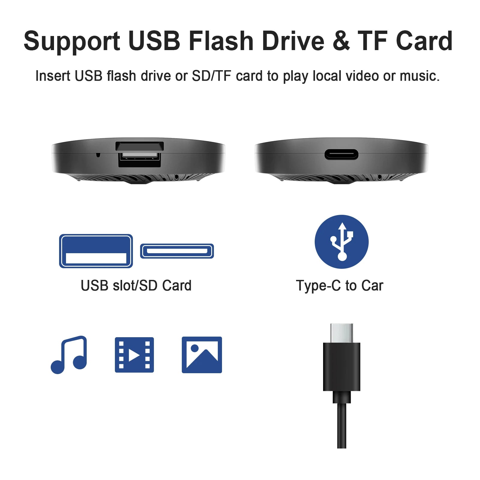 3 in1 Android 13 Ai Box CarPlay Android Box Quad Core, Wireless CarPlay to Android System, Plug and Play Support 4G SIM Card