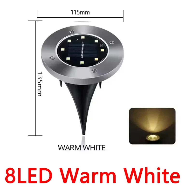 8/20 LED Solar Disk Lights Waterproof Outdoor Garden Path Lamp