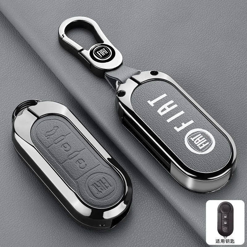 Leather Car Remote Key Case Cover Shell Protector for Fiat Ducato 500 500L Panda Grande Punto Lancia Musa Keychain Accessories