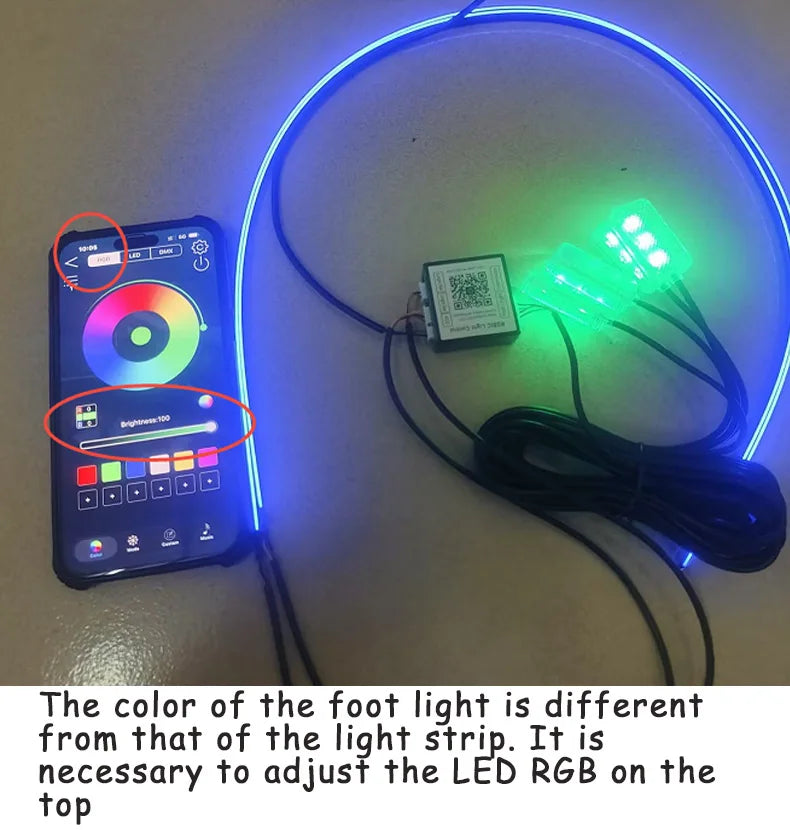 10/14/18 in 1 Led Car Ambient Lights 213 64 Color RGB Symphony Streamer Bluetooth Rainbow Acrylic Strips Atmosphere Lamp Kit 12V