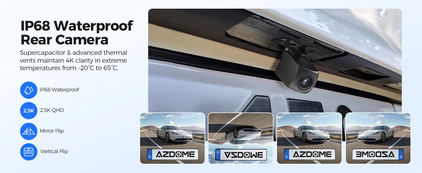 AZDOME PG17 MAX Front and Rear Dash Cam 12 Inch Touch Screen Car DVR 4K+2.5K Rearview Mirror Camera GPS WIFI Voice Control ADAS