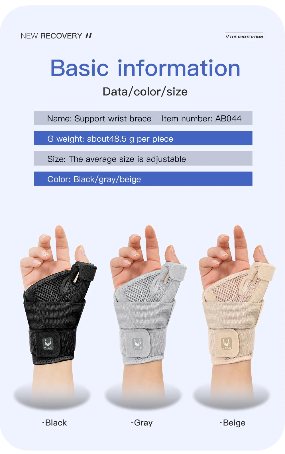 Flexible Splint Wrist Thumb Support Brace for Tendonitis Arthritis Breathable Thumb Protector Guard Fits Right and Left Hand